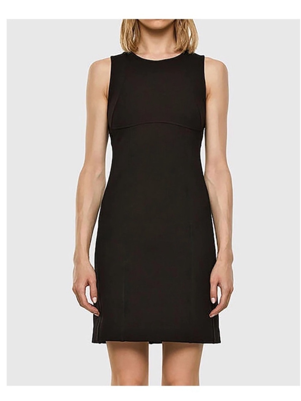 DIESEL Black Ponte Knit Sleeveless Shift Dress XS Edgy Minimalist - Picture 2 of 9